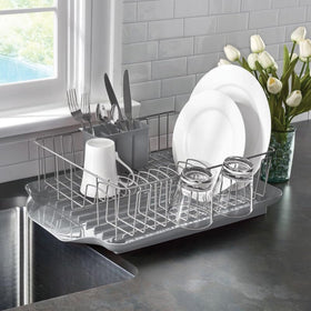 Farberware Classic dish rack non-slip feet secure the unit on counters.