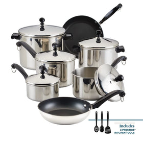Farberware Classic full-cap-base detail highlights rapid, even heating across dishes.