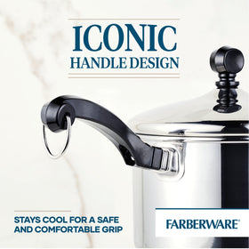 Farberware Classic 2-Quart oven-safe handle for safe stovetop and oven use.