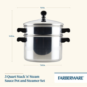 Farberware Classic domed lid helps trap heat and flavors.