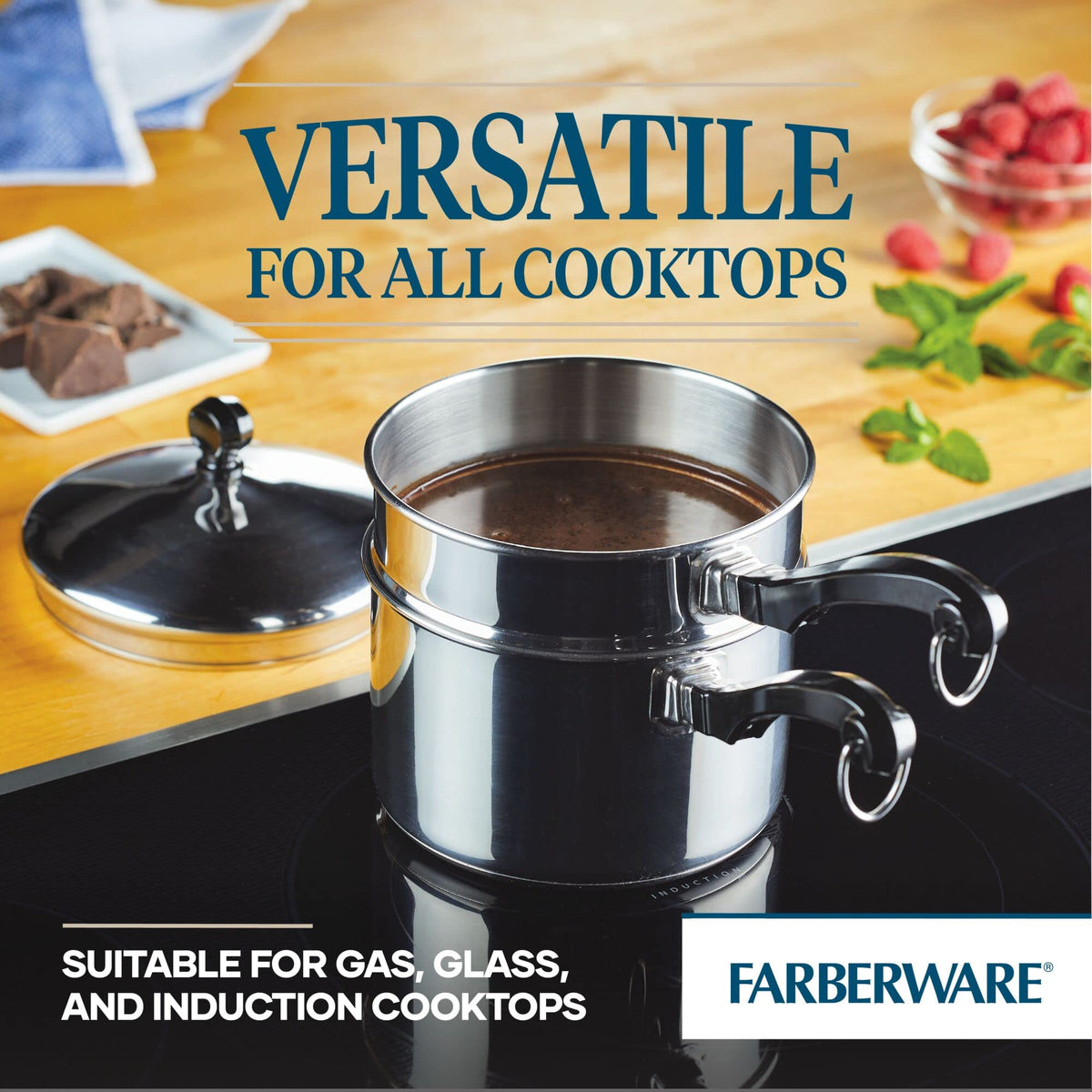 Farberware Classic Stainless 2-Quart dishwasher safe for quick cleanup.
