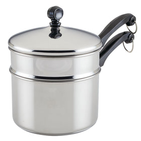 Farberware Classic Stainless 2-Quart double boiler on stove for smooth sauces.