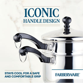 Farberware Classic Stainless 2-Quart lid with large knob for easy handling.