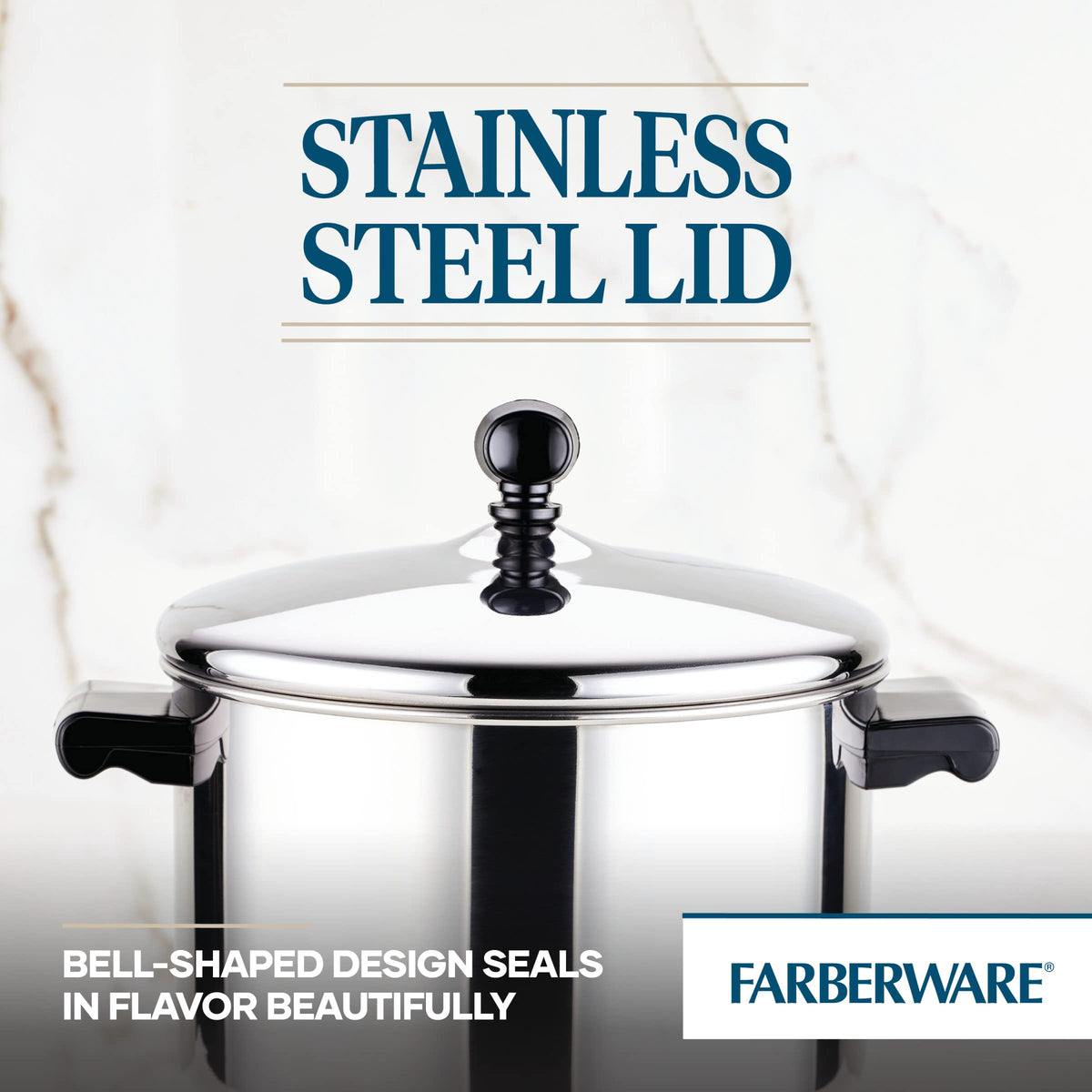 Farberware vegetables like artichokes and potatoes cook evenly in this stainless pot