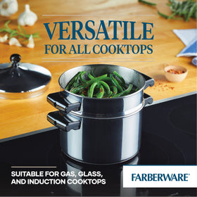 Farberware Classic steamer basket supports efficient steaming.