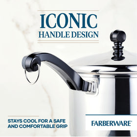 Farberware Classic straining saucepan in oven up to 350F supports stove to oven recipes