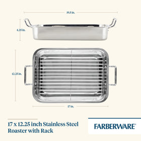 Farberware Classic Traditions close-up of rack elevating meat for uniform cooking.