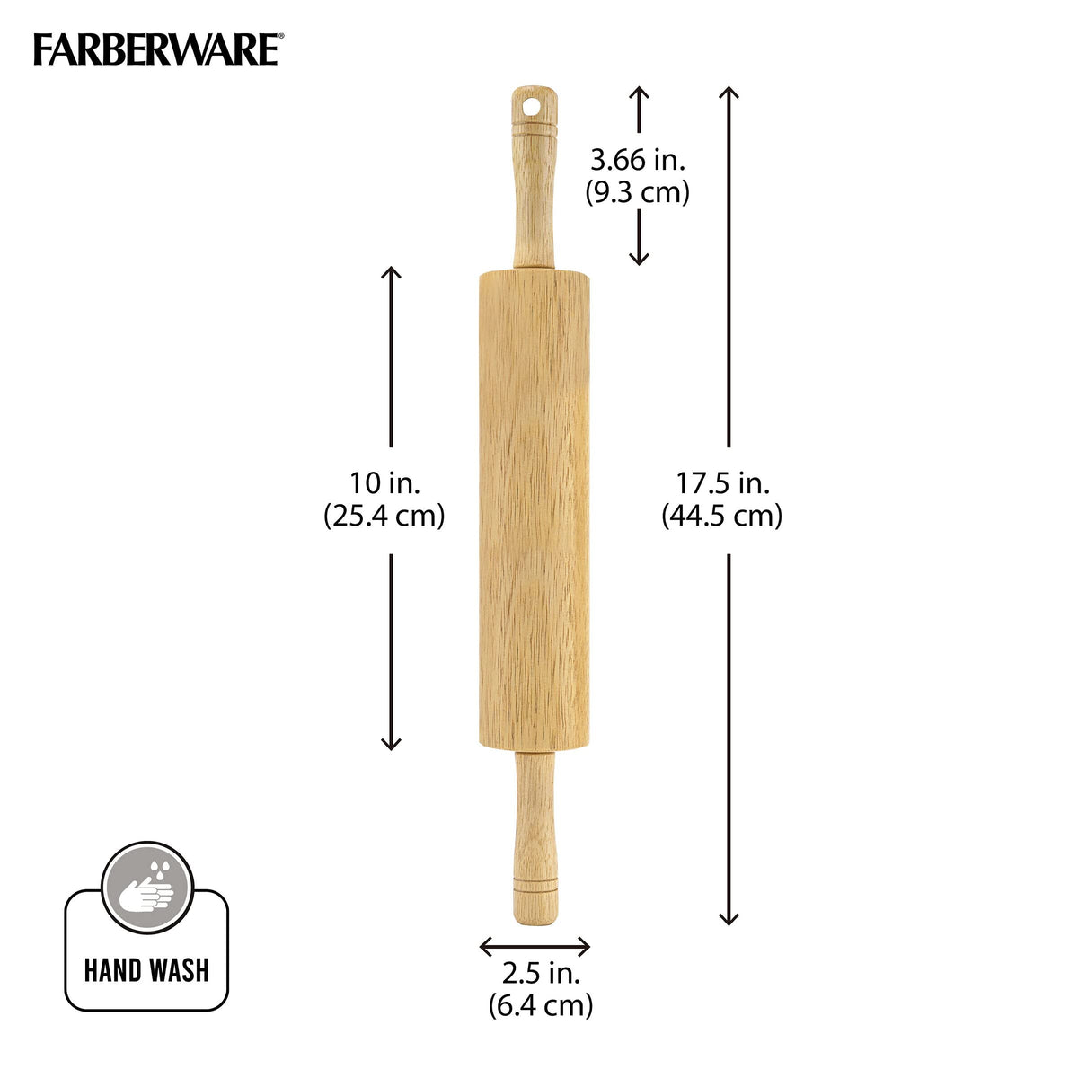 Farberware rolling pin easy care and maintenance keeps wood looking new.