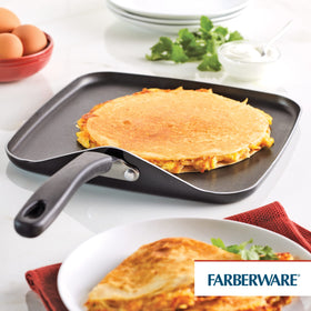 Farberware Cookstart DiamondMax griddle eggs sizzling for a fast brunch