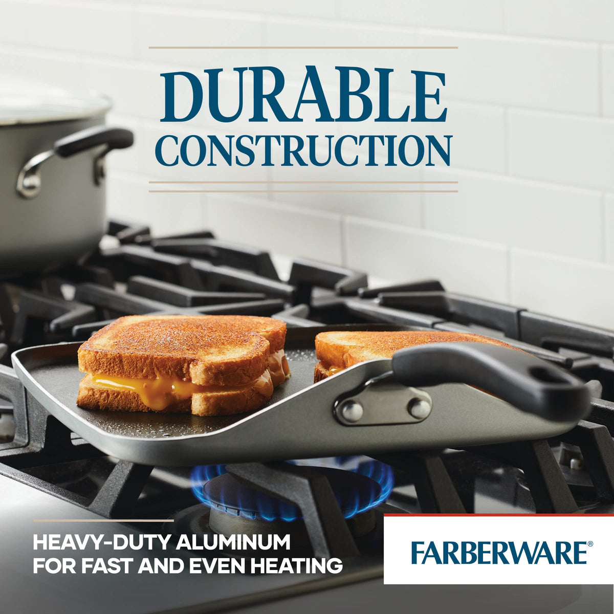 Farberware Cookstart DiamondMax square griddle sizzling fajitas for easy weeknights.