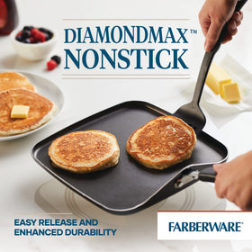 Farberware Cookstart DiamondMax griddle surface shows durable nonstick interior