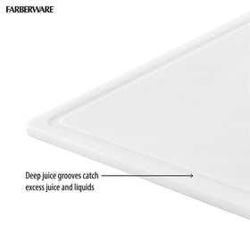 Farberware cutting board uses BPA-free plastic that's easy to sanitize