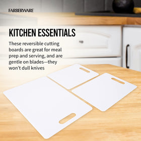 Farberware medium cutting board offers easy maneuvering for mid-size ingredients.
