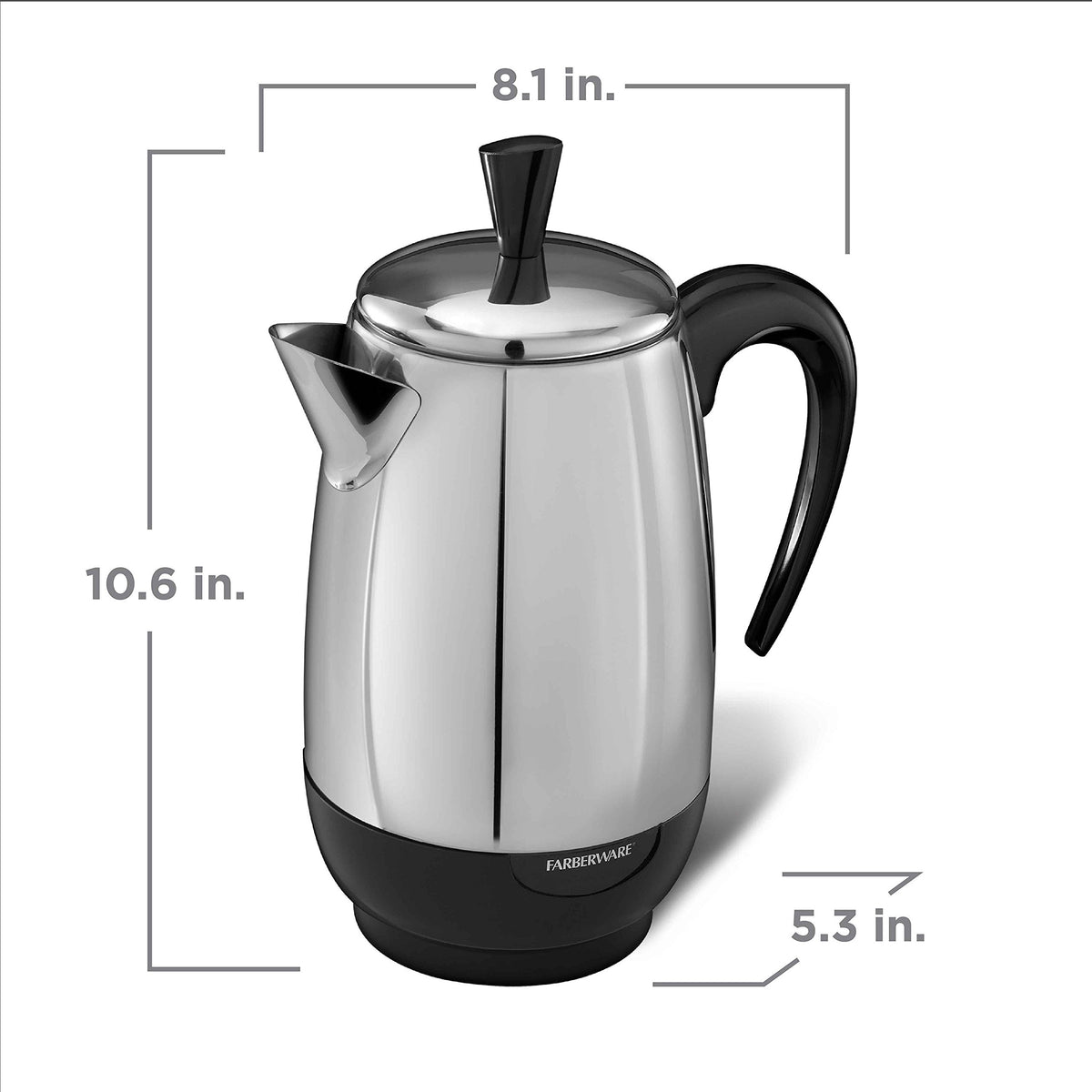 Farberware no-drip spout minimizes spills during serving