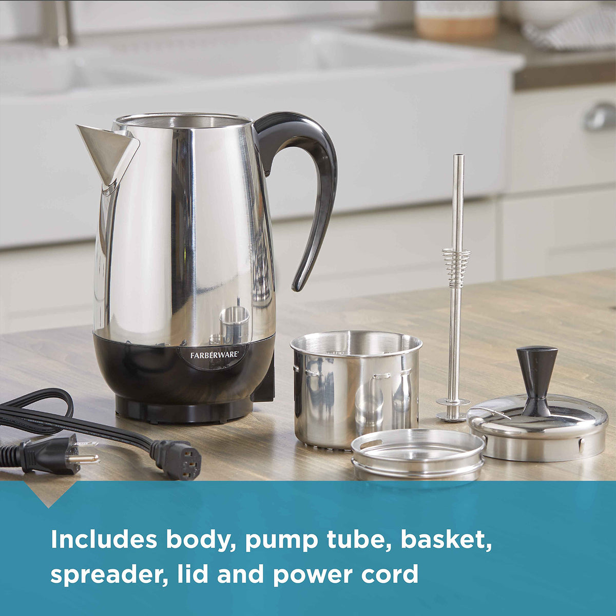 Farberware percolating coffee aroma filling the kitchen