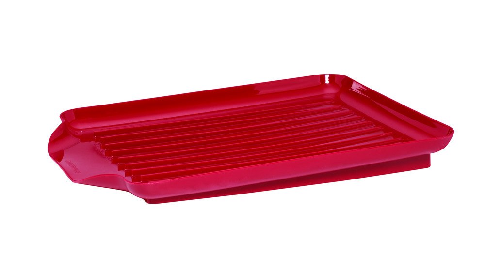 Farberware flatware caddy with three compartments keeps utensils separated while drying.