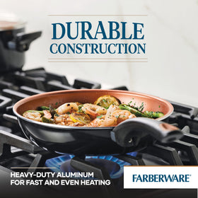 Farberware Glide Copper Ceramic Nonstick surface close-up for easy release