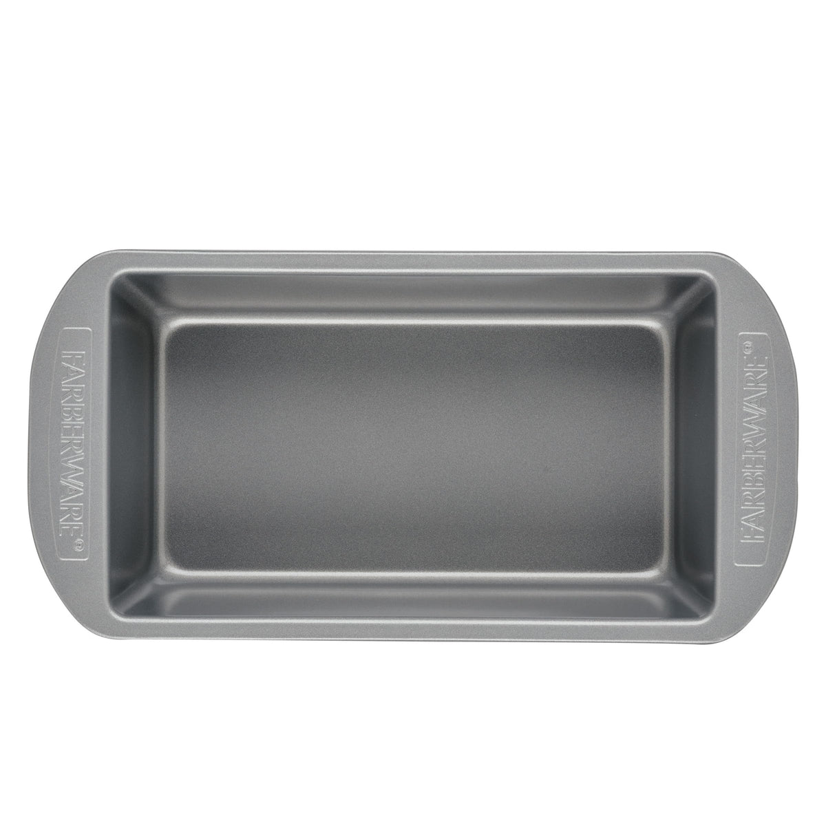 Farberware gray finish pan shown on counter