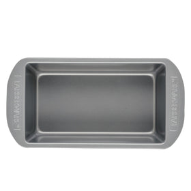 Farberware gray finish pan shown on counter