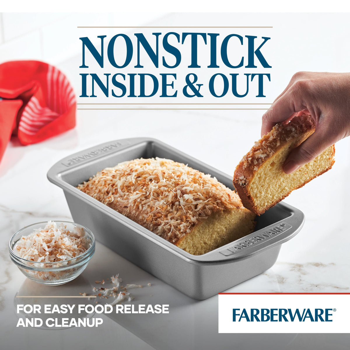 Farberware heavy-duty rolled-rim construction supports warp resistance