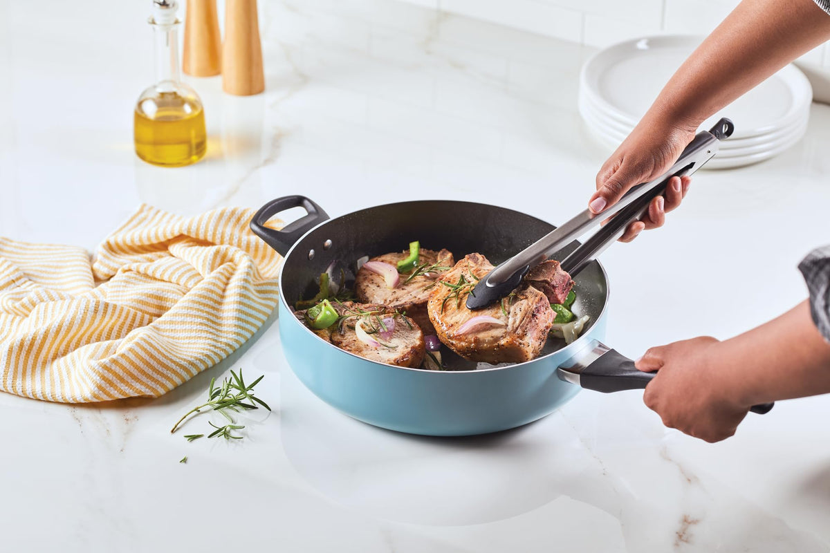 Farberware jumbo cooker oven-safe up to 350°F for finishing.