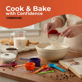 Farberware compact nesting saves drawer space in busy kitchens.