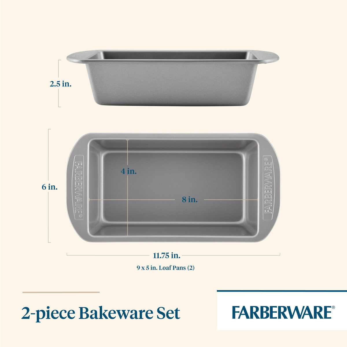 Farberware loaf pan inside nonstick coating for easy release