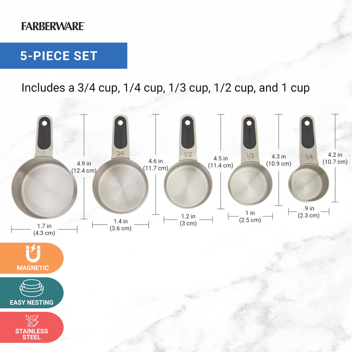 Farberware 1/3 cup with engraved measurements for consistent portions