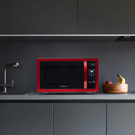 Farberware microwave compact design fits small kitchens or offices for versatile use.