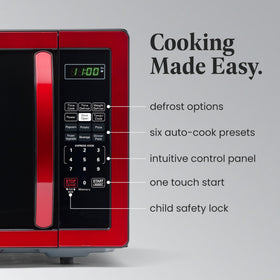 Farberware microwave control panel demonstrates simple operation and precise timing.