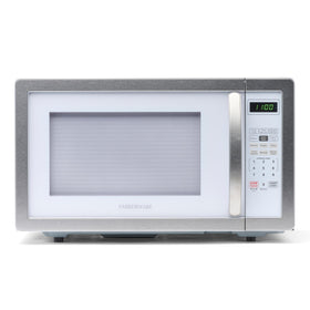Farberware microwave front view shows 1000W power for fast, even reheats.