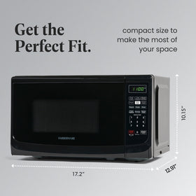 Farberware microwave easy-grip door enables safe, comfortable access.