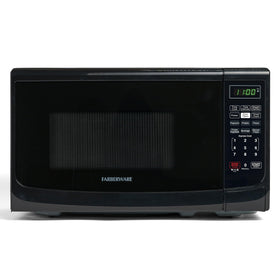 Farberware compact microwave front view shows space-saving design for quick meals.