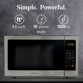 Farberware microwave control panel with LED display for easy operation.