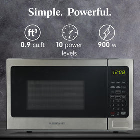 Farberware microwave control panel showing quick access for auto-cook settings