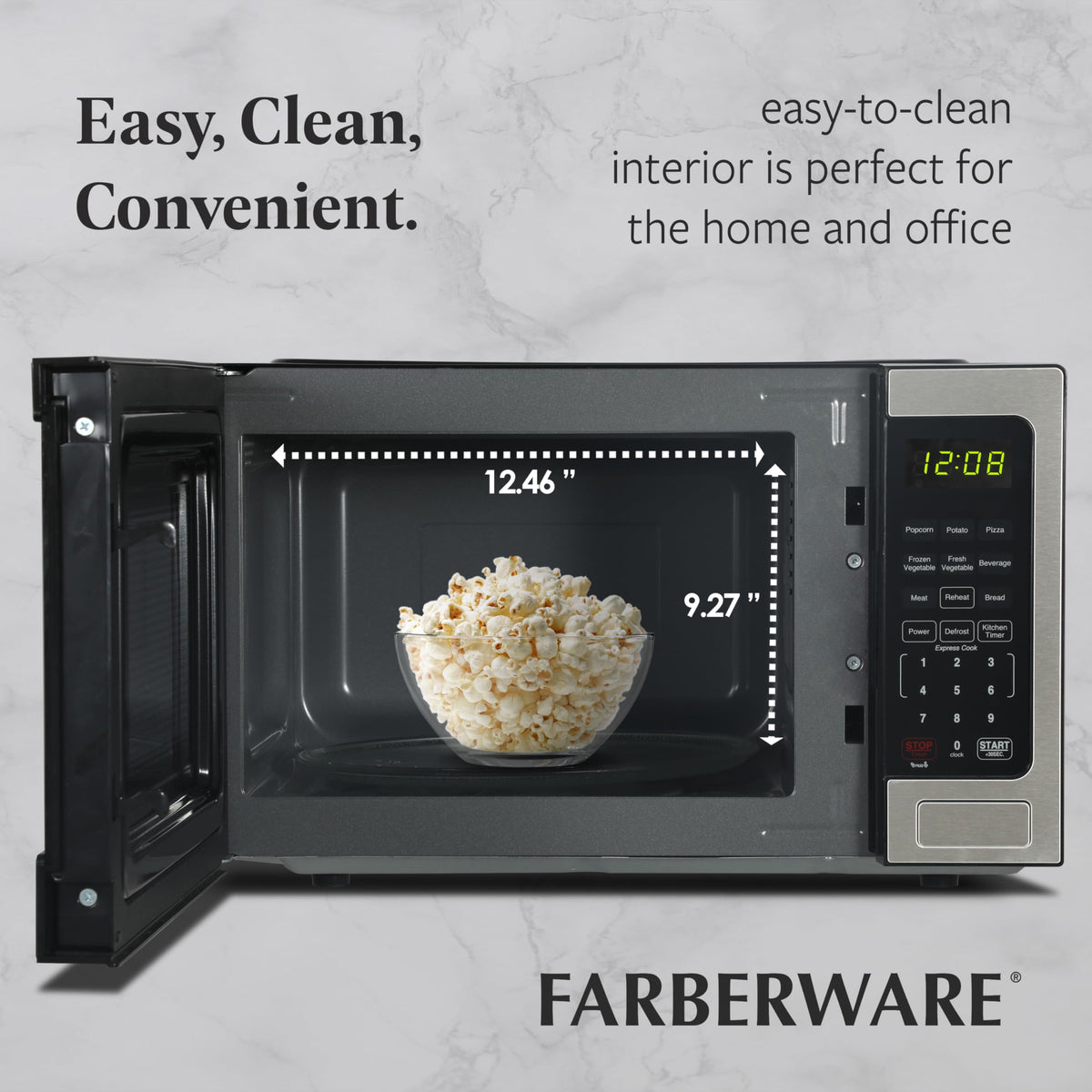 Farberware microwave defrost function supports even thawing of frozen foods