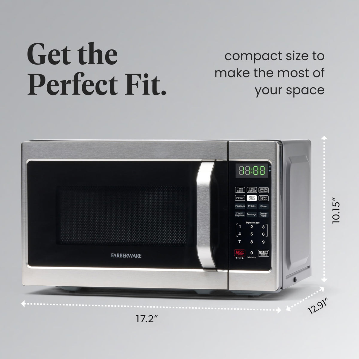 Farberware defrost by weight or time provides flexible thaw options.