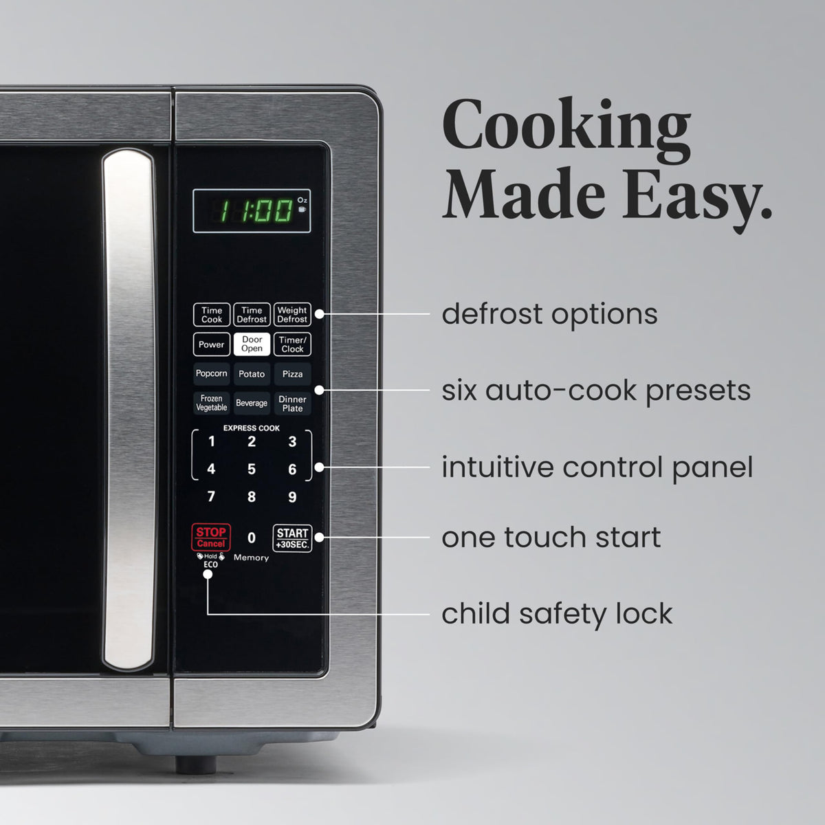 Farberware microwave door handle in easy-grip design for safe operation.