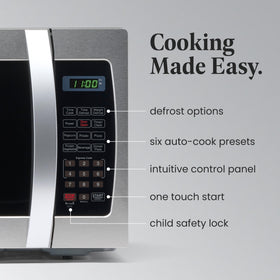 Farberware microwave door handle for easy access to cooking.