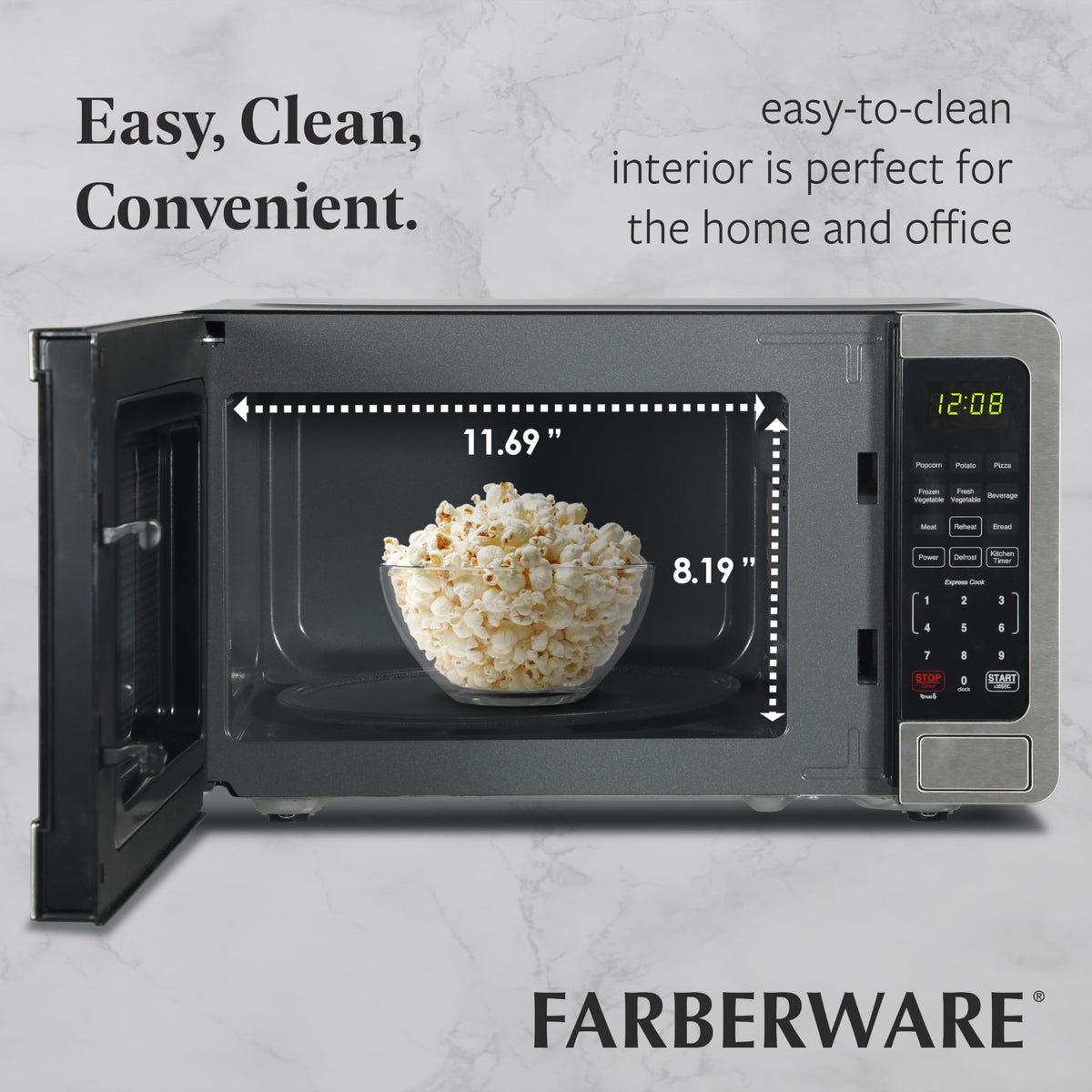 Farberware microwave express cook plus 30 sec for fast snacks.