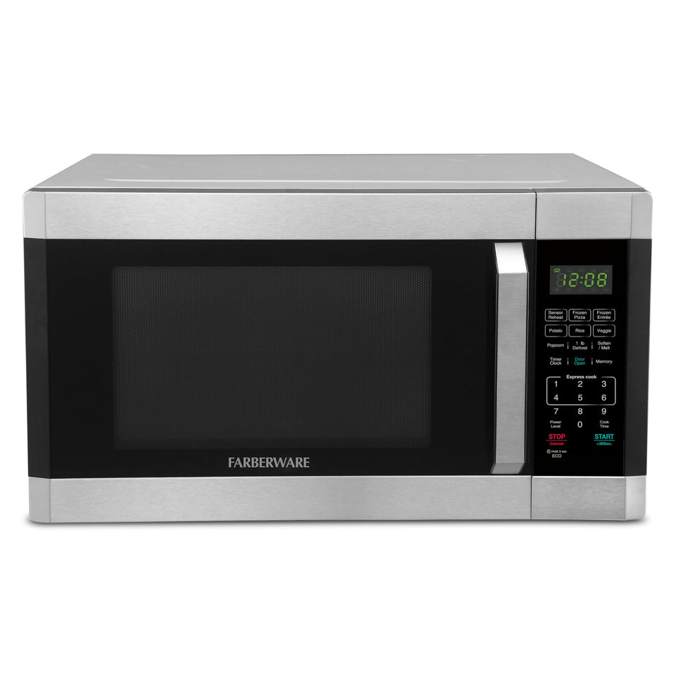 Farberware microwave front view for compact counter space and quick meals