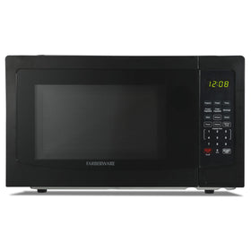Farberware microwave front view in black, ideal for daily family use.