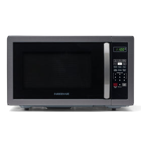Farberware microwave front view showing compact countertop design for small kitchens and offices.