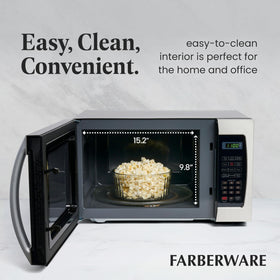 Farberware microwave interior light helps monitor cooking progress.