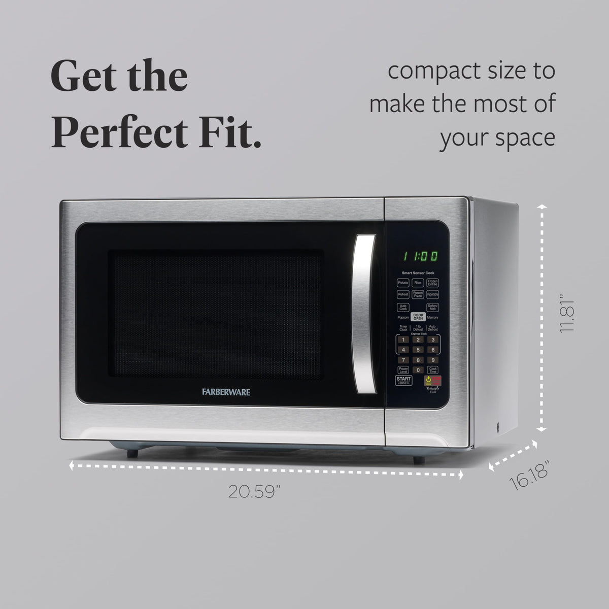 Farberware microwave one-touch presets including popcorn for snacks