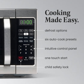 Farberware microwave features six one-touch programs for fast meals.