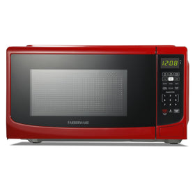 Farberware microwave red front view for small kitchens