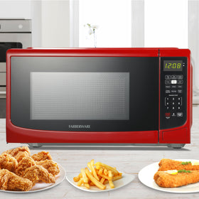 Farberware red compact microwave fits small spaces stylishly