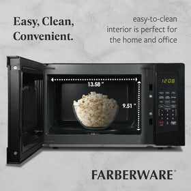 Farberware microwave rotate turntable ensures even cooking with a 12.4-inch glass plate.