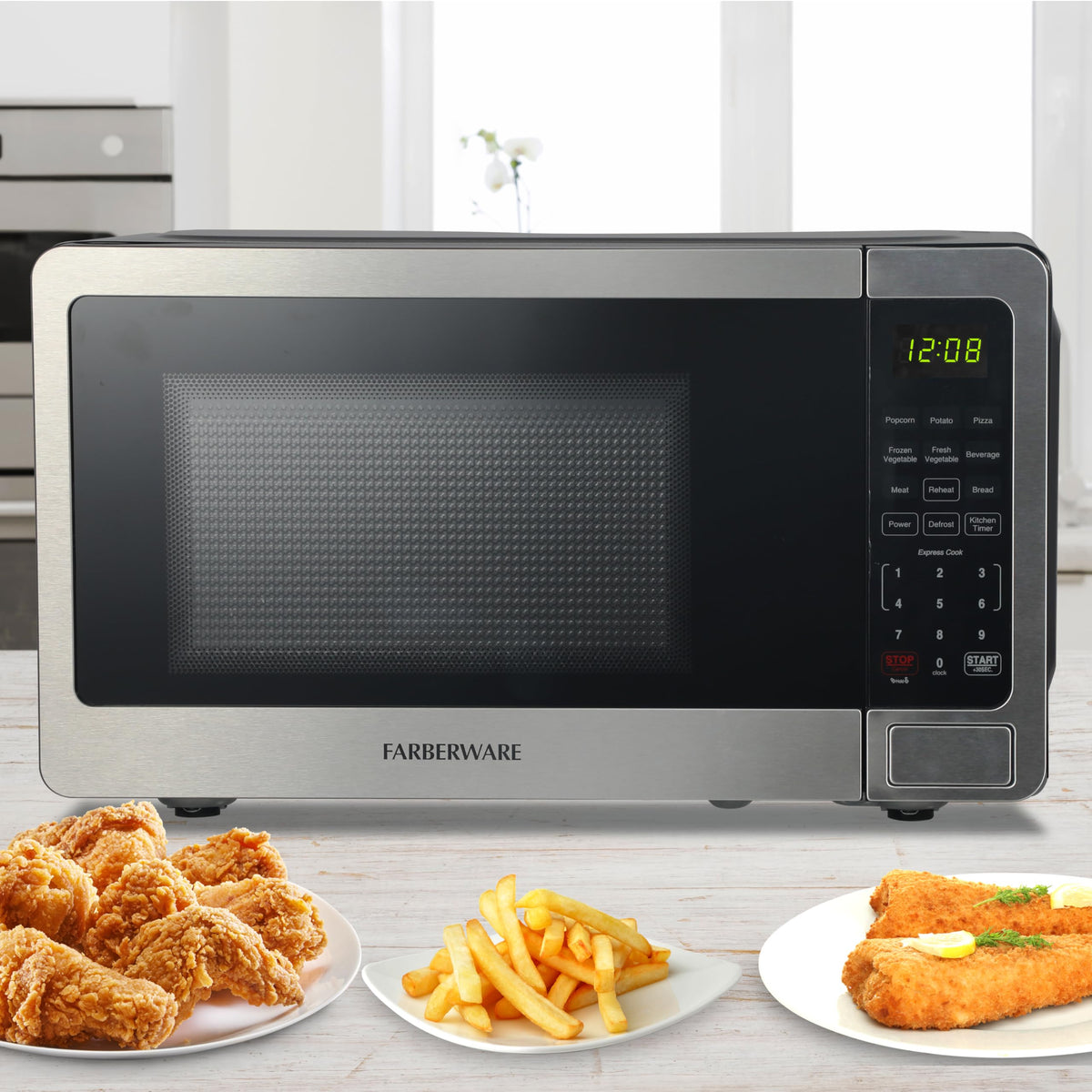Farberware microwave weight and time defrost ensure even thawing.